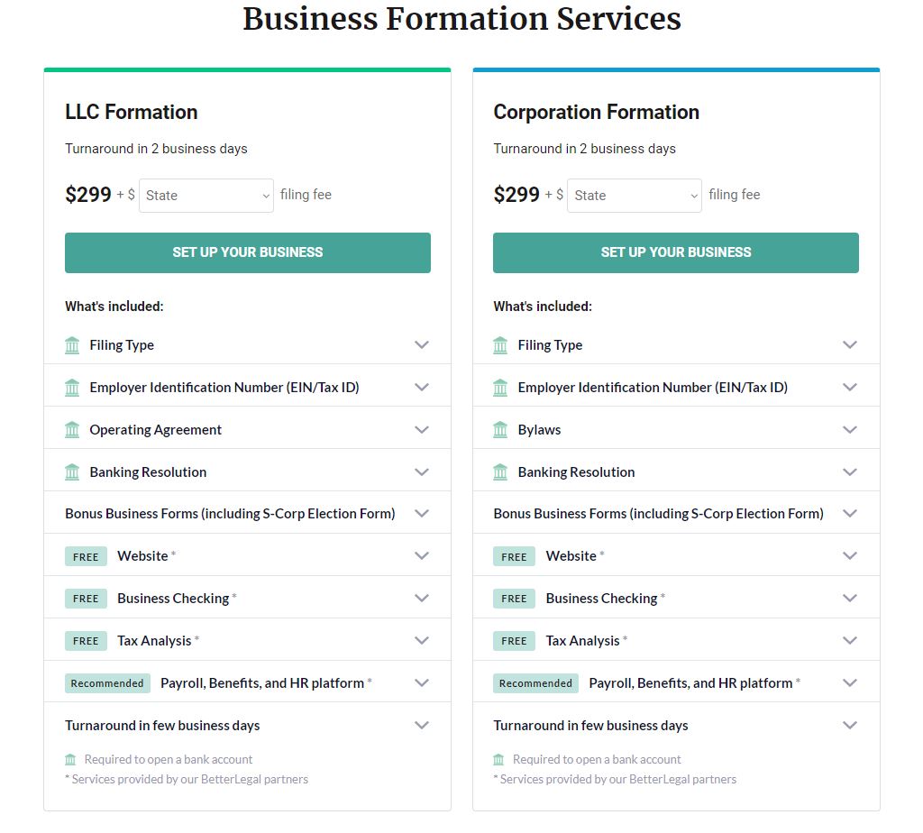 business formation services